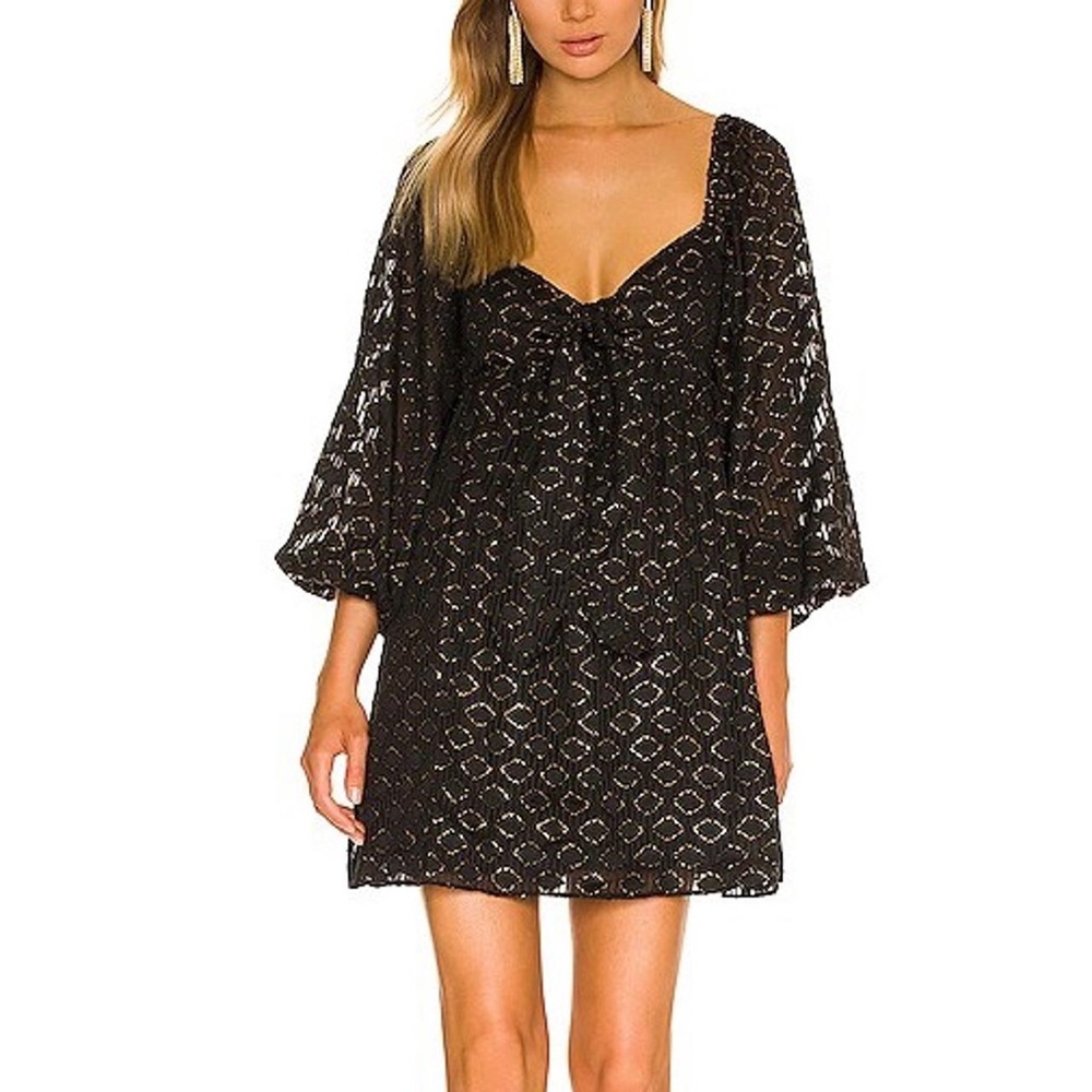 Amanda Uprichard | Black and Gold Mini Dress, size Large
